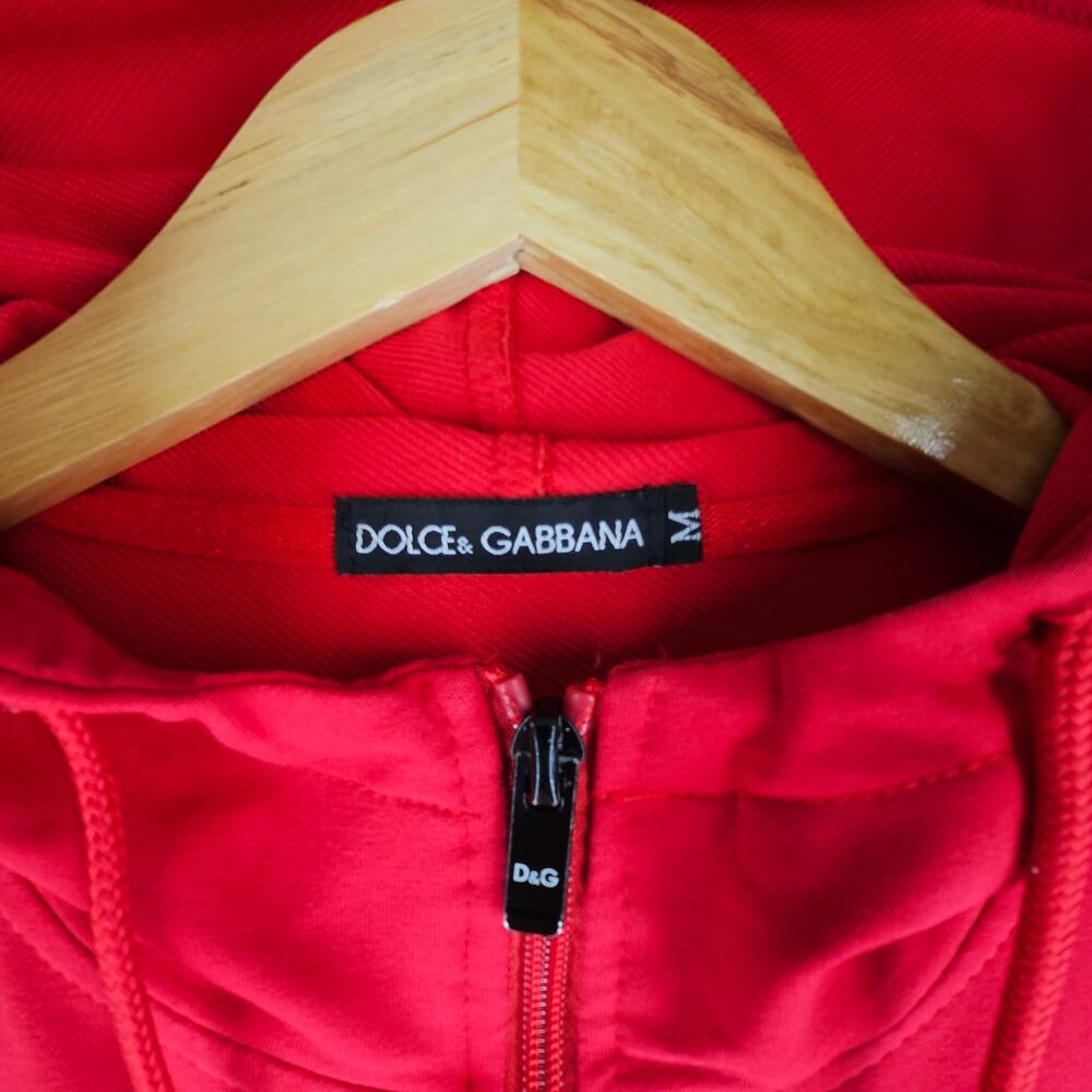 RED ZIP-UP HOODED SWEATSHIRT WITH W/ DG LOGO MADE IN COLOMBIA SIZE LARGE COTTON - Picture 6 of 13